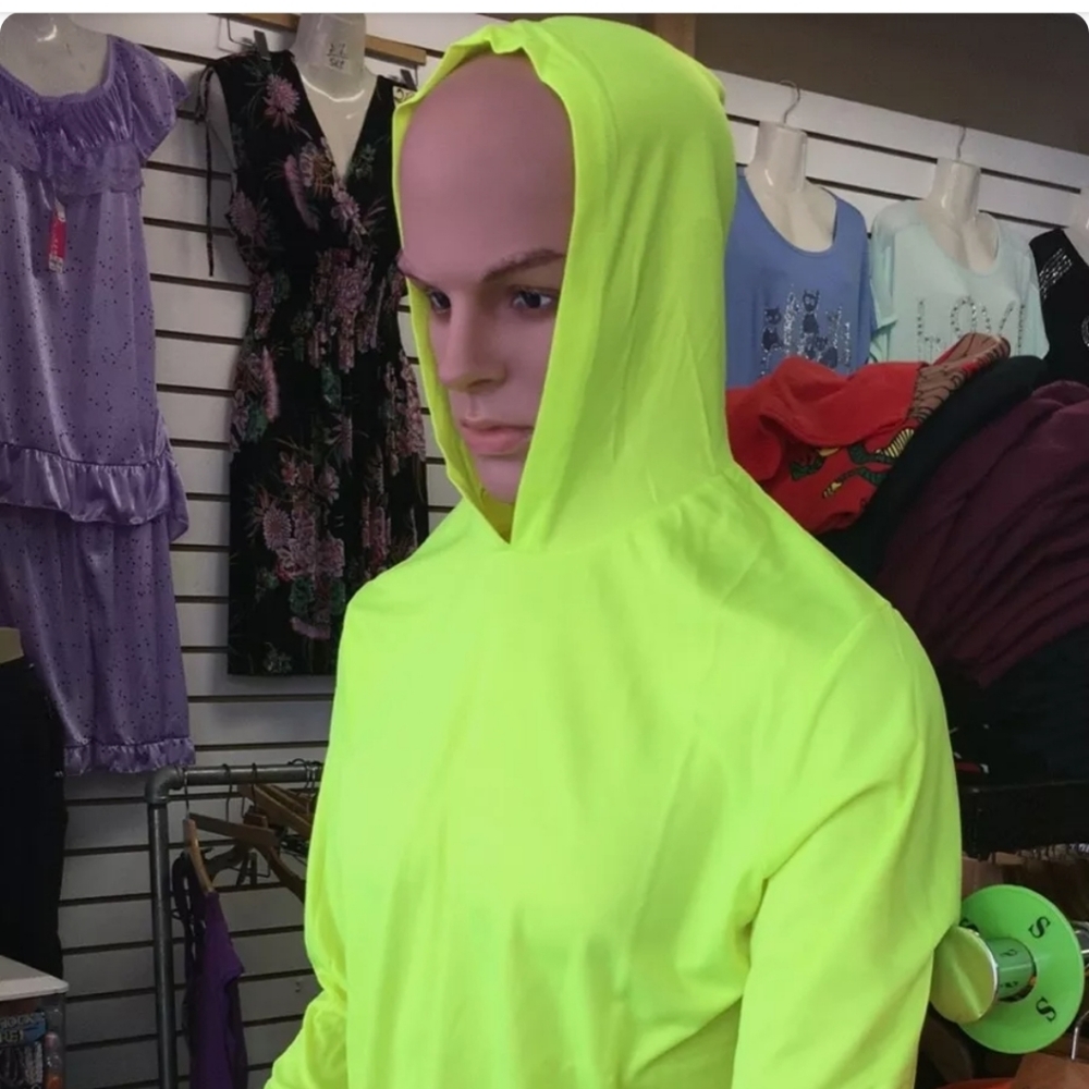 Safety Green Work Tshits long sleeves with hoodie 100% polyester 6 Pcs Per Order